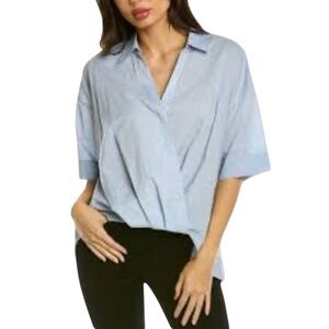 Theory Icon Twist Shirt Blue Chambray Medium